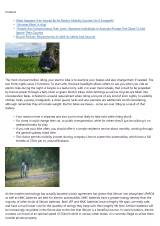 Security Pointers And Also Legislations For Electric Bikes And Scooters In Austr