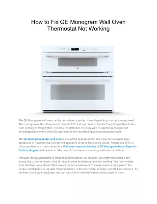How to Fix GE Monogram Wall Oven Thermostat Not Working