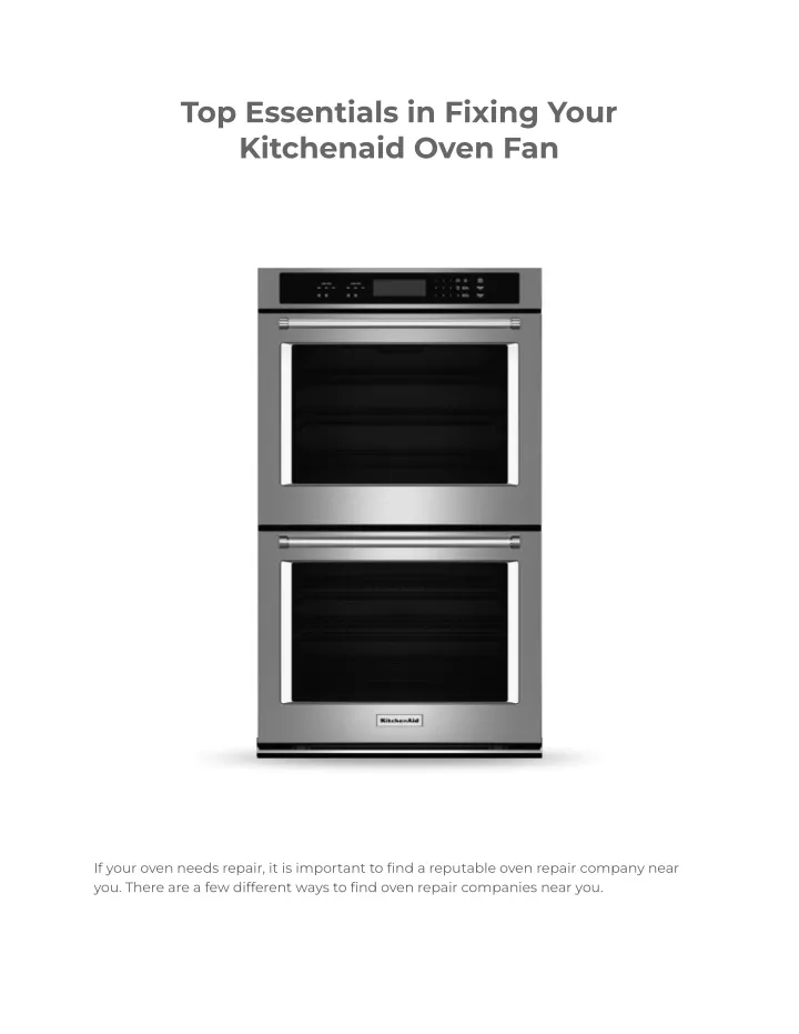 top essentials in fixing your kitchenaid oven fan