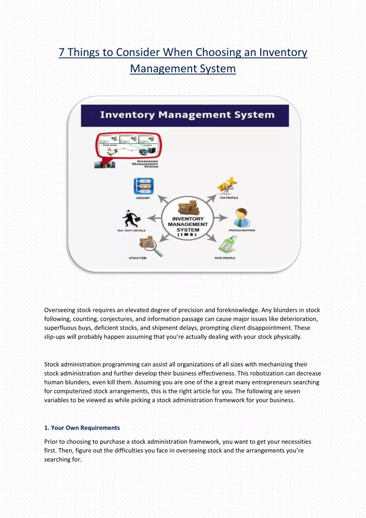 7 things to consider when choosing an inventory