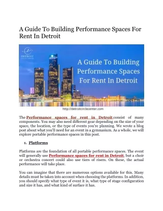 a guide to building performance spaces for rent