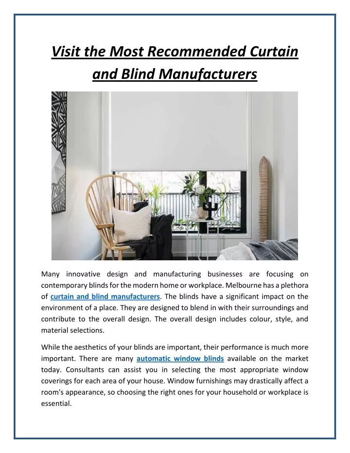 visit the most recommended curtain and blind