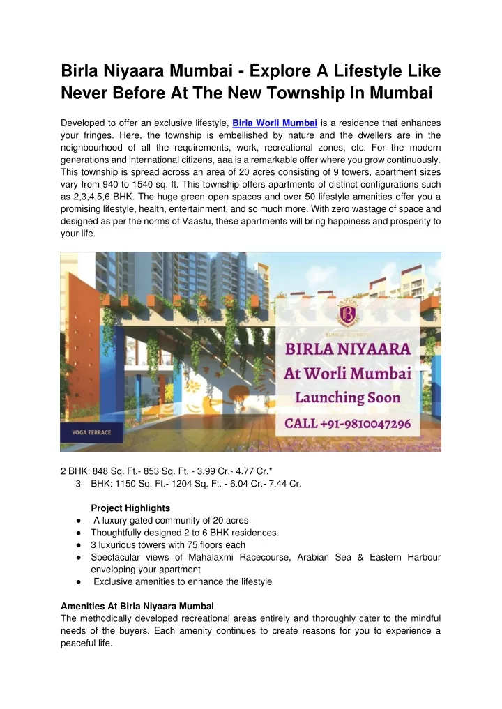 birla niyaara mumbai explore a lifestyle like