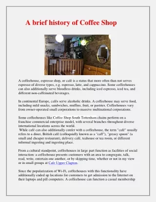 a brief history of coffee shop