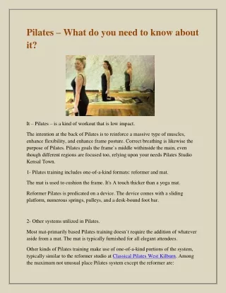 pilates what do you need to know about it