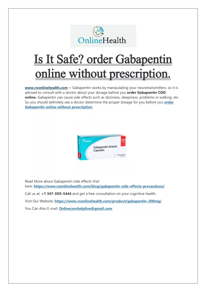 is it safe order gabapentin is it safe order