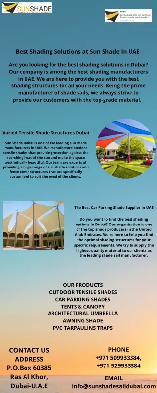 Contact The Best Sun Shade Suppliers in Dubai