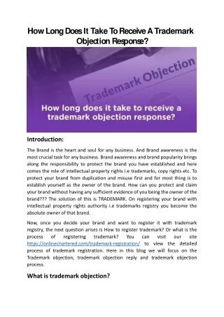 How Long Does It Take To Receive A Trademark Objection Response?