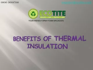 Benefits of Thermal Insulation