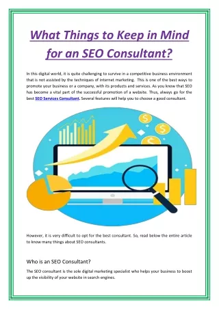 what things to keep in mind for an seo consultant