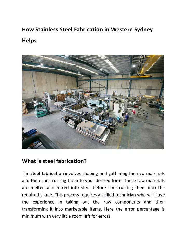 how stainless steel fabrication in western sydney
