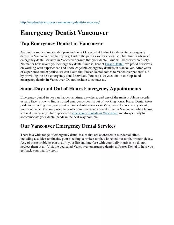 http mydentistvancouver ca emergency dentist