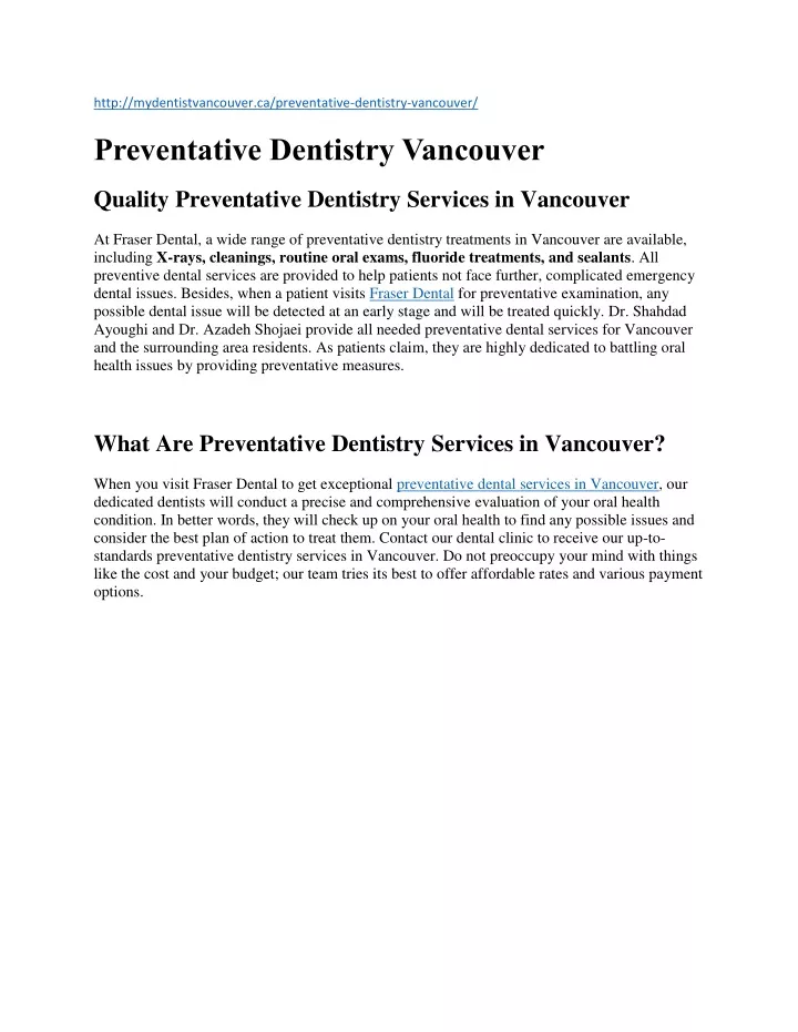 http mydentistvancouver ca preventative dentistry