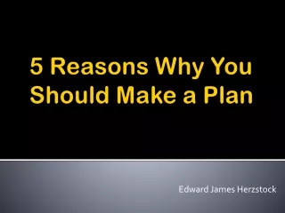 5 Reasons Why You Should Make a Plan - Edward James Herzstock