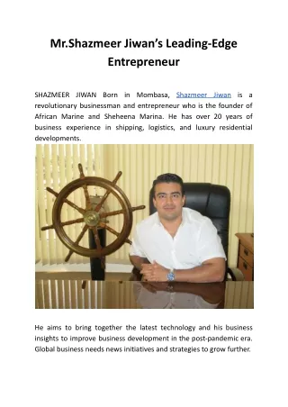 mr shazmeer jiwan s leading edge entrepreneur