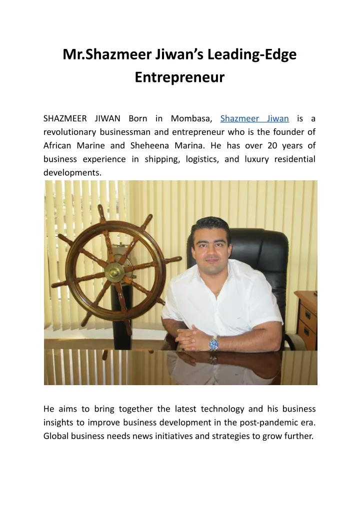 mr shazmeer jiwan s leading edge entrepreneur