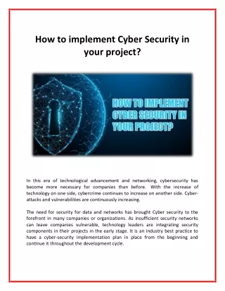 How to implement Cyber Security in your project