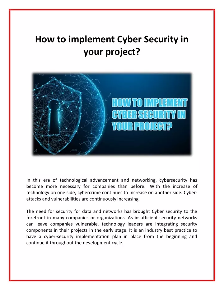 how to implement cyber security in your project