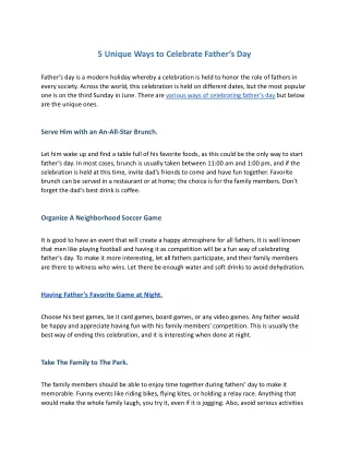 5 Unique Ways To Celebrate Fathers Day