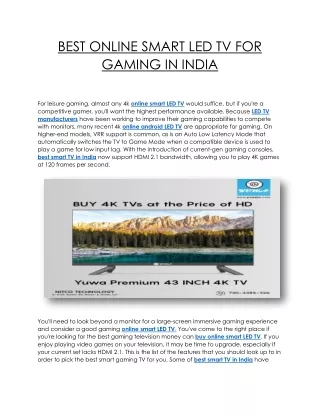best online smart led tv for gaming in india