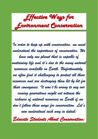 effective ways for effective ways for environment