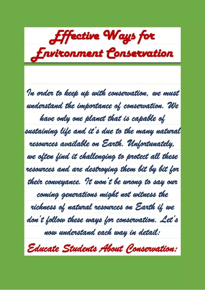 effective ways for effective ways for environment