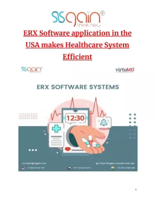 ERX Software application in the USA makes Healthcare System Efficient