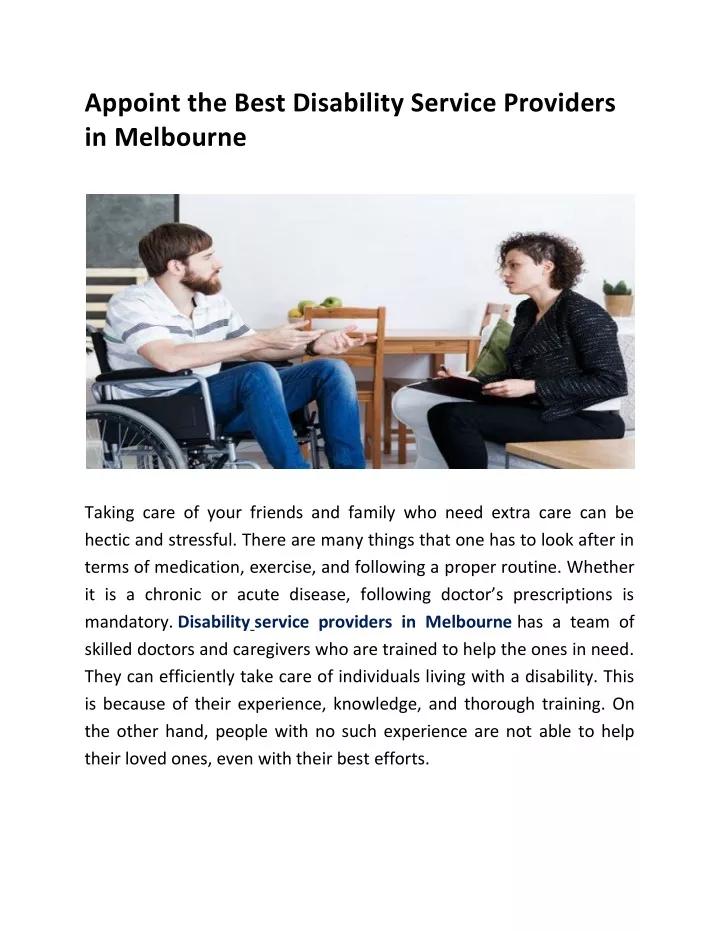 appoint the best disability service providers