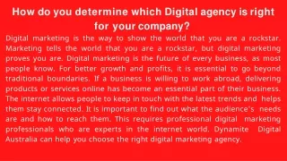 How do you determine which Digital agency is right for your company?