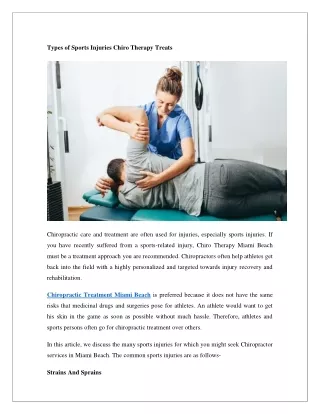 Types of Sports Injuries Chiro Therapy Treats