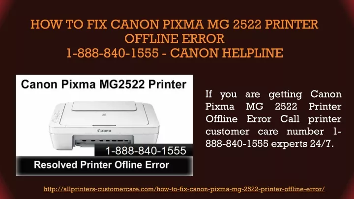 how to fix canon pixma mg 2522 printer offline