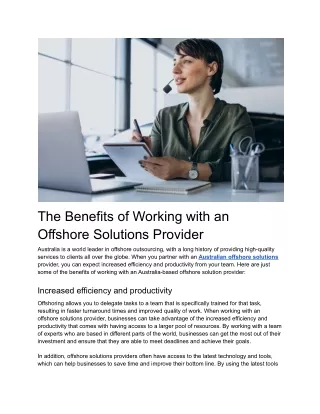 the benefits of working with an offshore