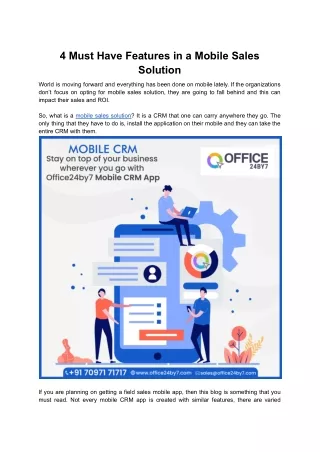 4 must have features in a mobile sales solution
