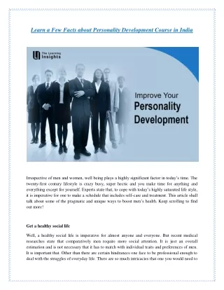 learn a few facts about personality development