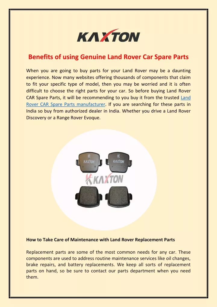 benefits of using genuine land rover car spare