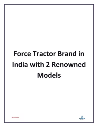 Force Tractor Brand in India with 2 Renowned Models