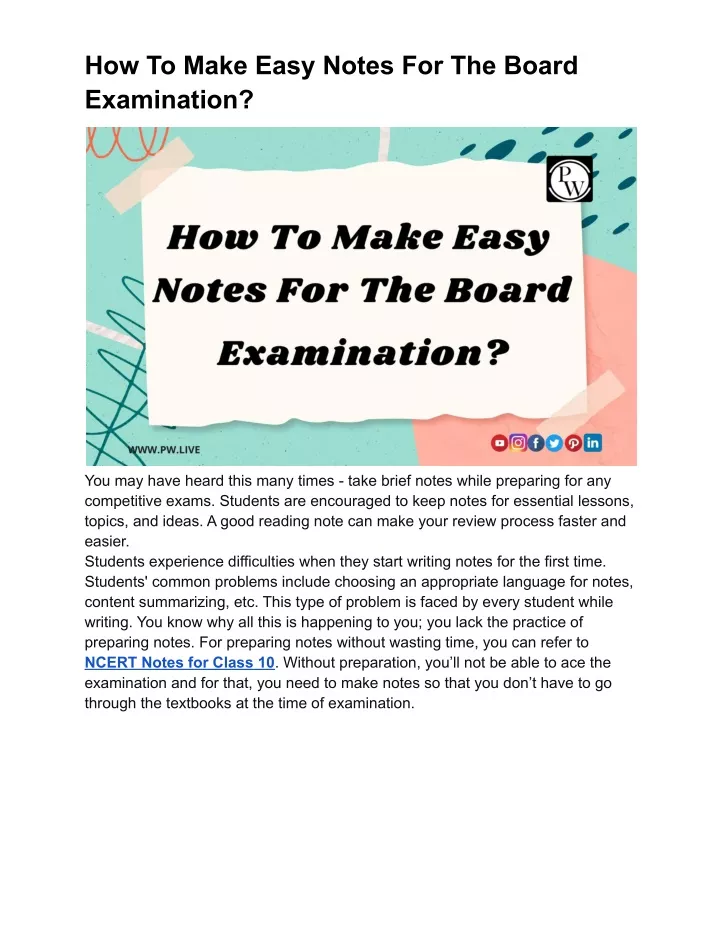 how to make easy notes for the board examination