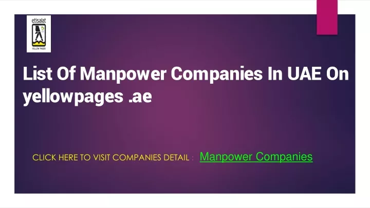list of manpower companies in uae on yellowpages ae