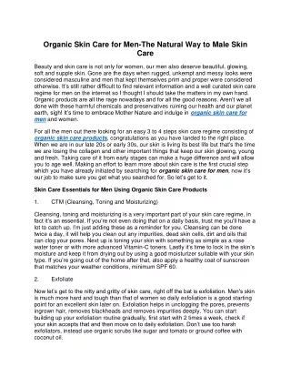 organic skin care for men