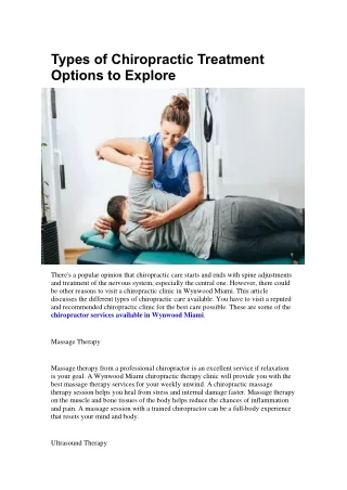 Types of Chiropractic Treatment Options to Explore