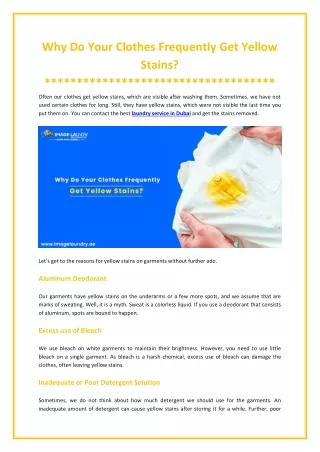 why do your clothes frequently get yellow stains