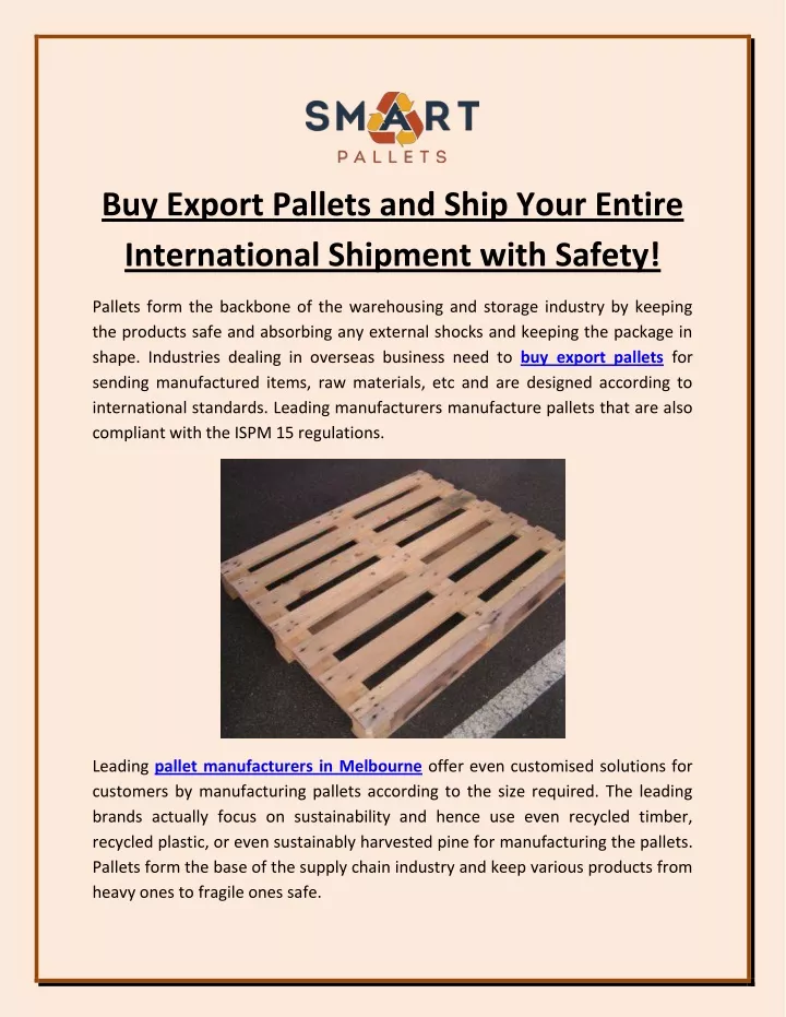 buy export pallets and ship your entire