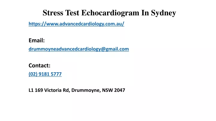stress test echocardiogram in sydney