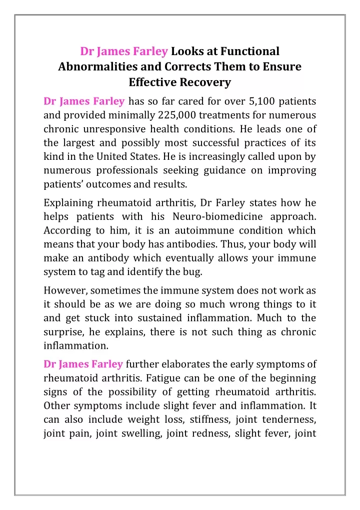 dr james farley looks at functional abnormalities