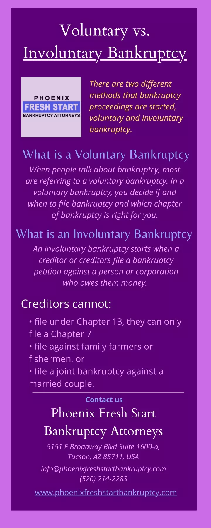 voluntary vs involuntary bankruptcy