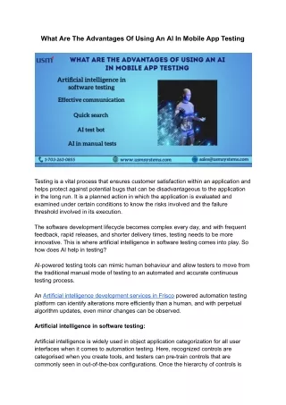 what are the advantages of using an ai in mobile