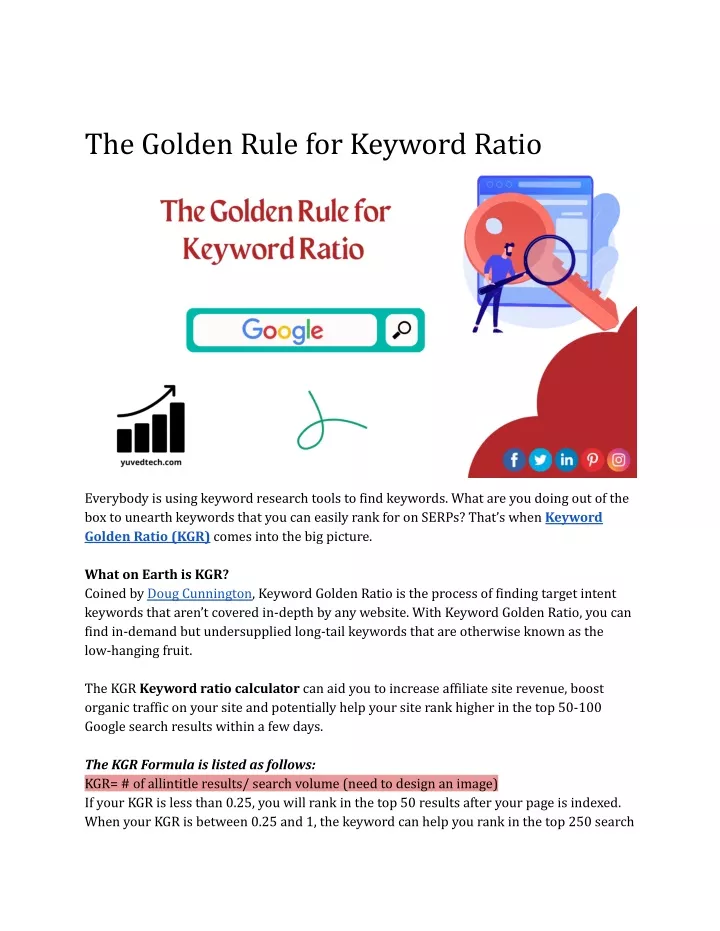 the golden rule for keyword ratio