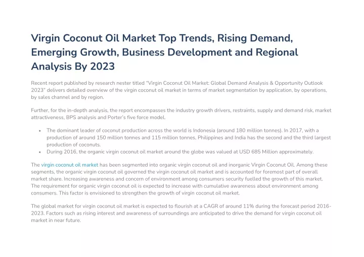 virgin coconut oil market top trends rising