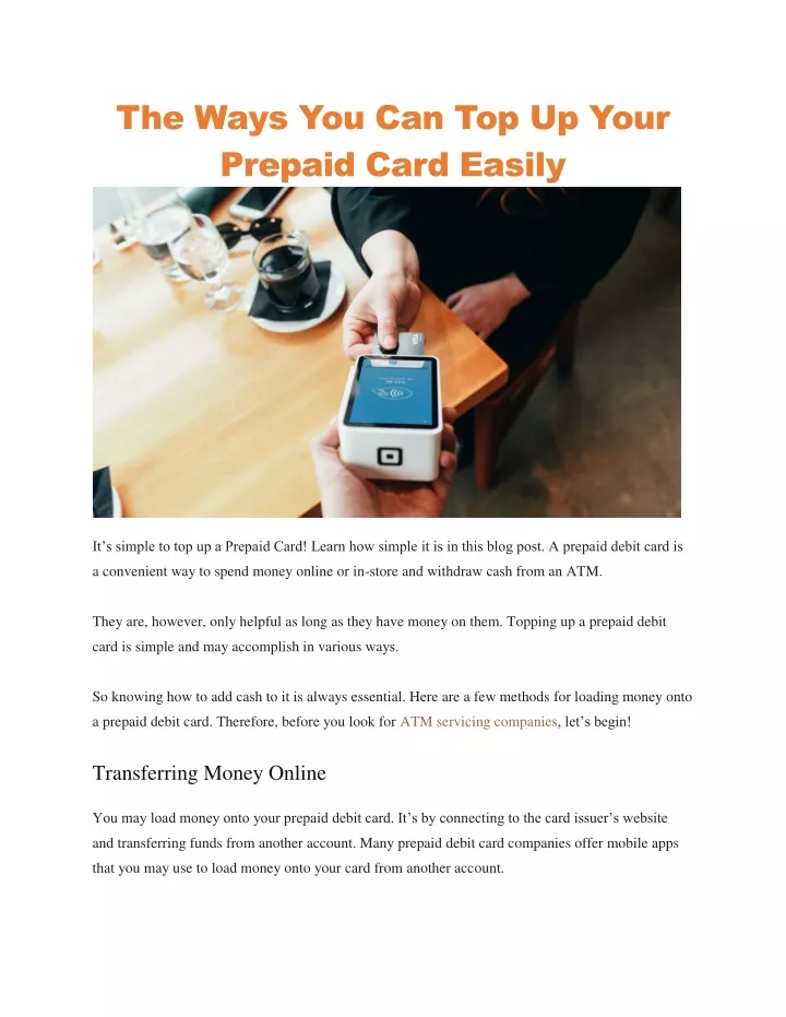 the ways you can top up your prepaid card easily