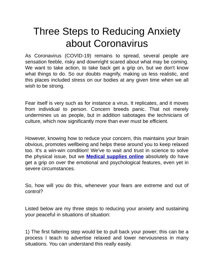 three steps to reducing anxiety about coronavirus
